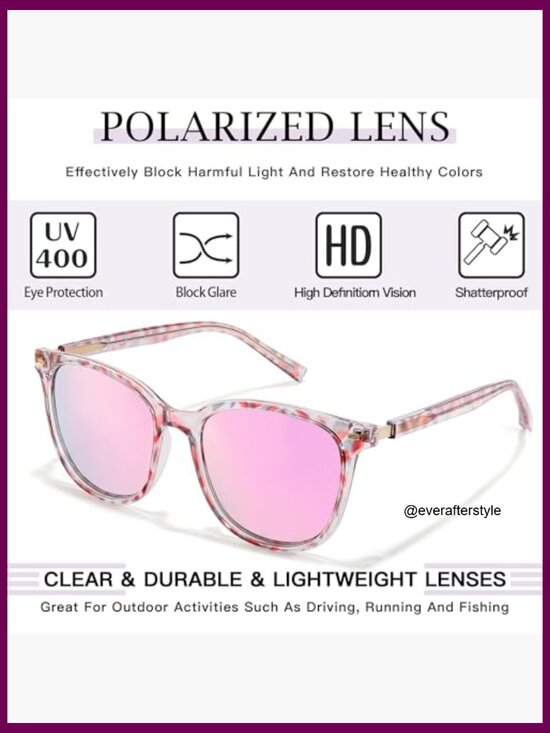 Mirrored Polarized Sunglasses with UV Protection, Cat Eye Oversized Frame main image 7